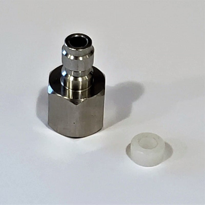 Male Quick-connect to Female Foster Fitting 90-degree Adapter 