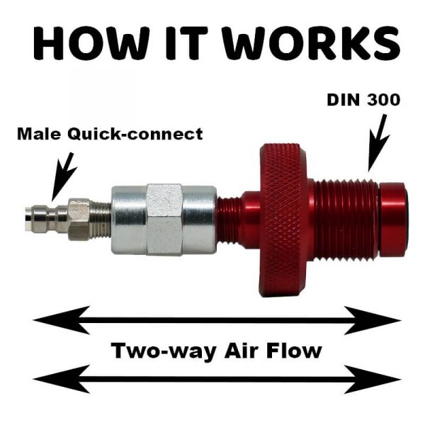 Male Quick-connect to DIN-300 Adapter with Bleed